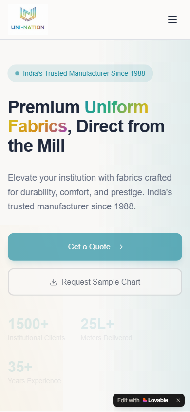 Uni-Nation mobile homepage